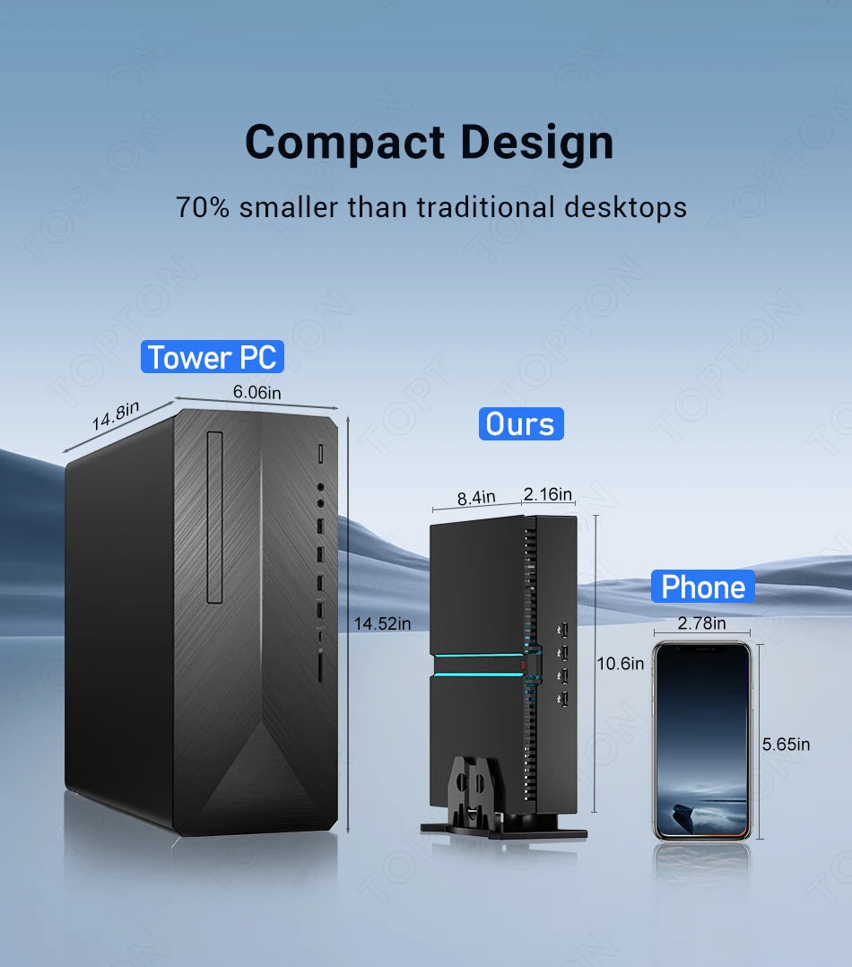 Topton 14th Gen Intel i9 14900F NVIDIA RTX 4070 12G Gaming Mini PC NVMe 2xDDR5 Windows 11 Mini Gamer Computer Desktop PC WiFi6
