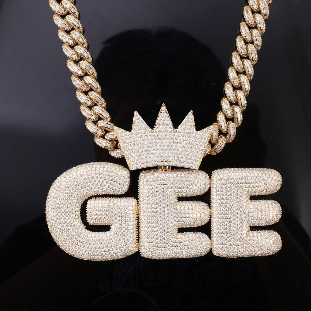 Provence Letter Pendant for Men Moissanite Hip Hop Crown Pendants for Man Miami Rock Custom Fashion Jewelry