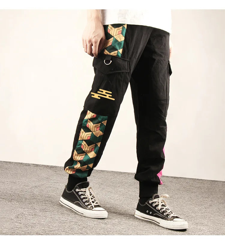 Anime COSPLAY Overalls Kamado Tanjirou Agatsuma Zenitsu Tomioka Giyuu Sweatpants Casual Cargo Pants Fashion Unisex