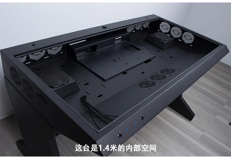 btooer Computer Case All-in-One Desk Cool Sci-fi Water Cooling Irregular Built-in Fully Transparent Large Case E-sports
