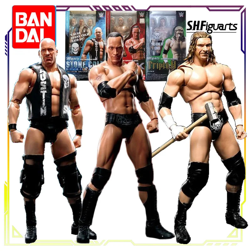 BANDAI Original S.H.Figuarts WWE The Rock (Dwayne Johnson) Movable Action Figure Collectible Model Toy Gift for Boys