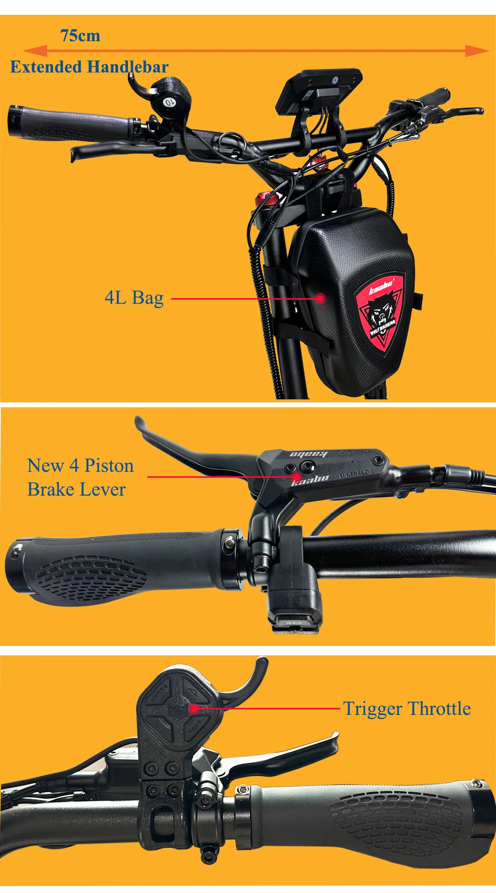 Kaabo Wolf King GTR Max 72V 40Ah 2*2000W Dual Motor Top Speed 105km/h TFT Display IPX7 4Piston Hydraulic Brake Electric Scooter