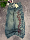 Y2K Embroidered Baggy Jeans Women Rock Hip Hop Retro Popular Casual High Waist Wide Leg Pants Streetwear New Fashion Big Pattern