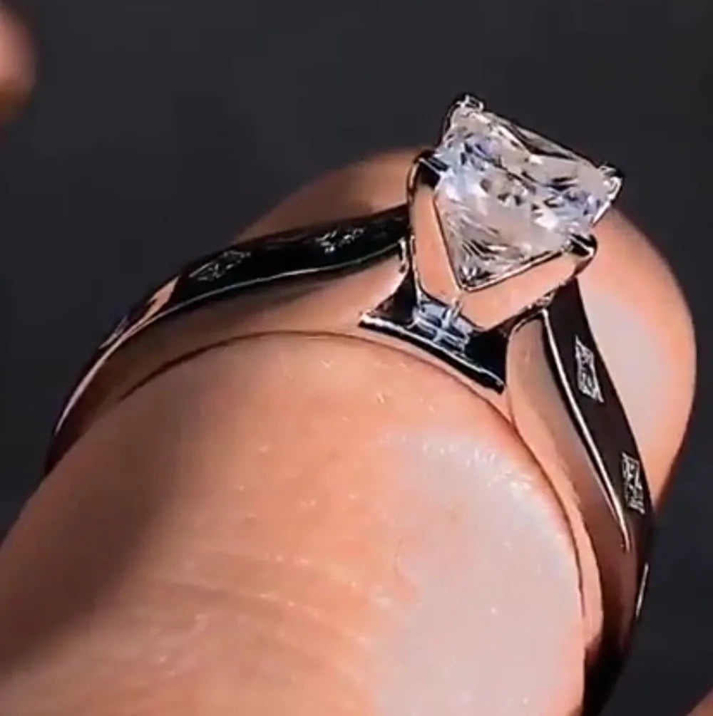 Custom Solid 18K White Gold Women Men Wedding Party Anniversary Engagement Ring 1 2 3 4 5 Ct Princess Moissanite Diamond Ring