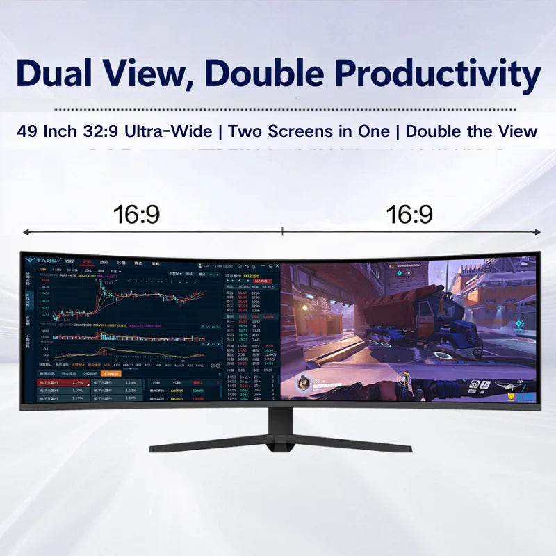 49 Curved Ultra Wide Gaming Display 3800R 165Hz 5120x1440 HDR USB C Charging Adjustable Stand Monitor  DeskTop