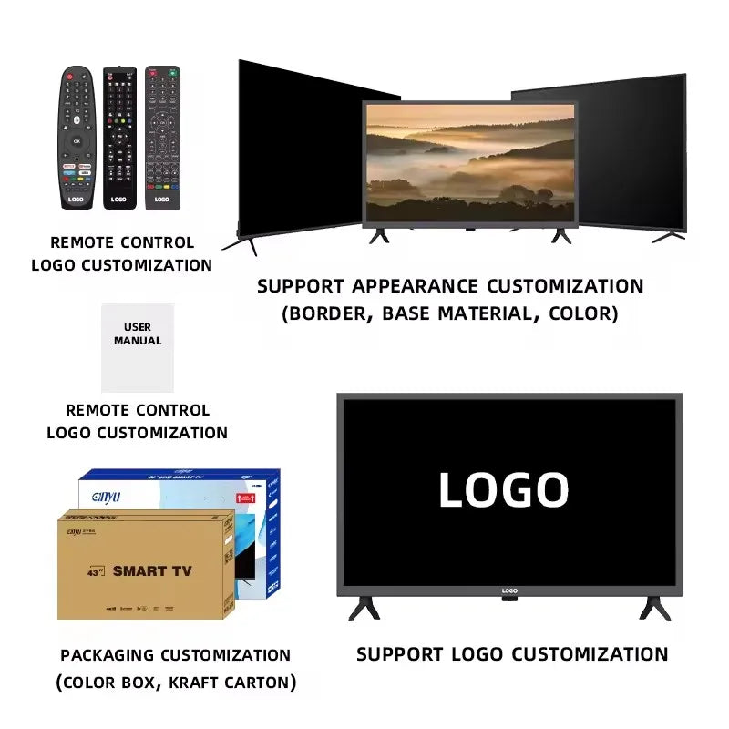 Full HD Android Tv 50 55 65 75 85 100 Inch Smart Television 4k UHD Flat Screen Smart Tv
