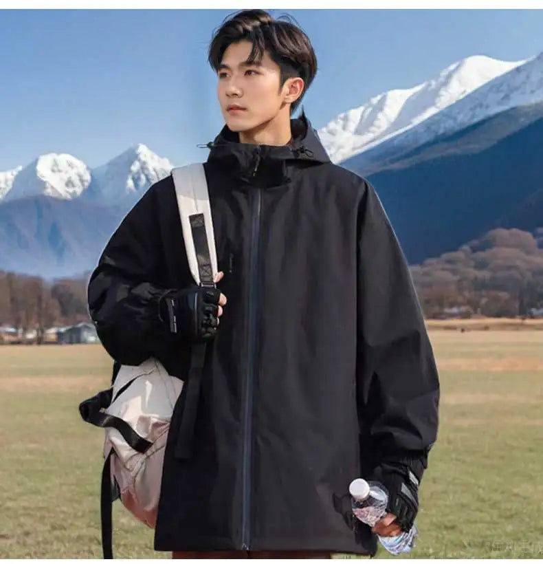 2077 Game Anime Surroundings Casual Men's Autumn Winter Thiened Faionable All-Match Hooded Jaet Waterproof Po...