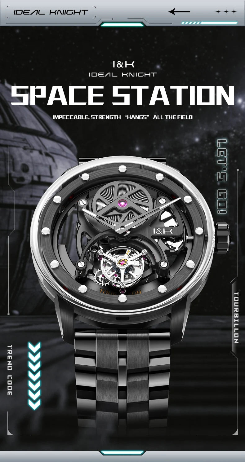 IDEAL KNIGHT 6809 Men Tourbillon Watch Luxury Original Brand Hollow Men Fully Automatic Mechanical Watch Trend Limited Edition
