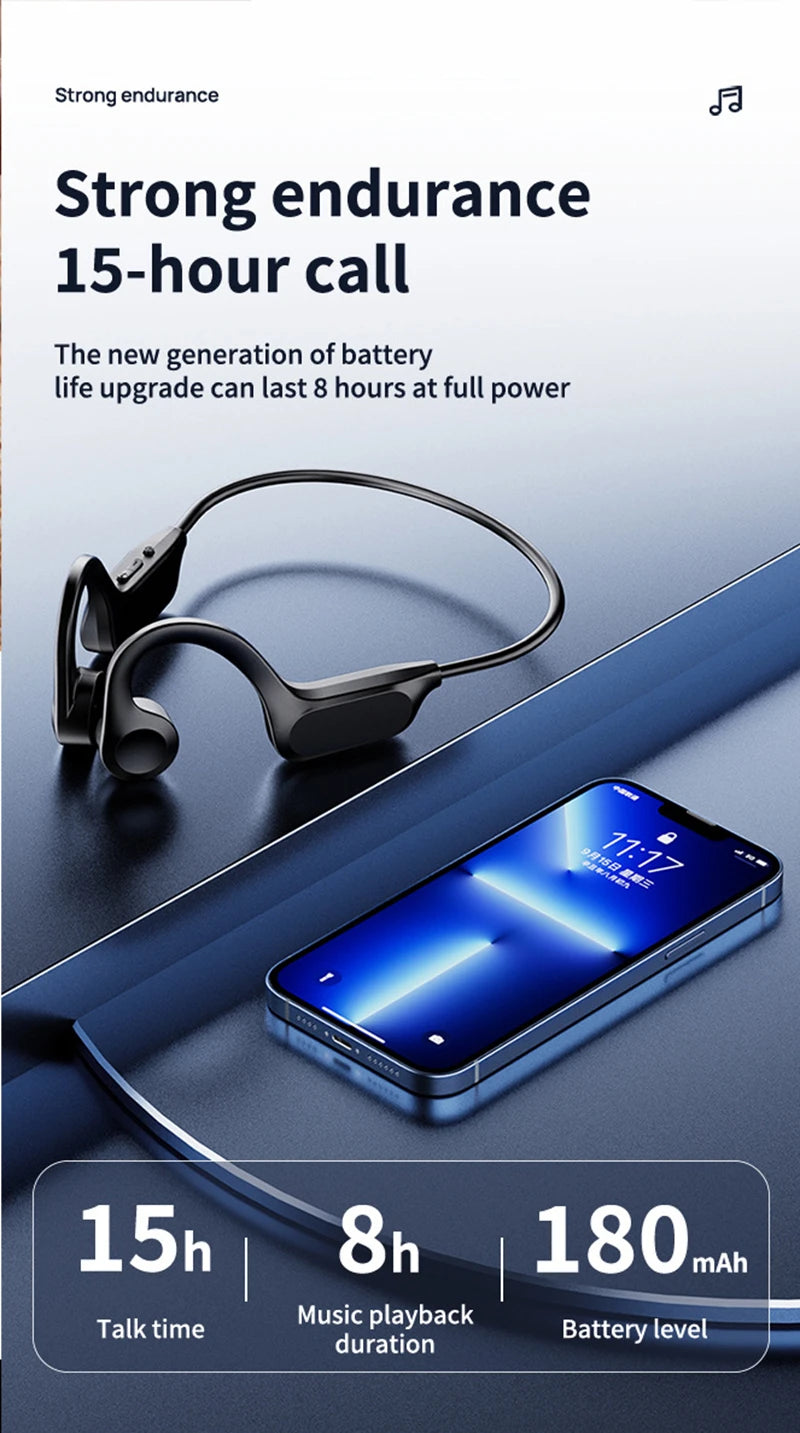 Hot X7 X8 Real Bone Conduction Sport Headphone Wireless Earphone Bluetooth-Compatible Headset Hands-free with Mic for Swimming