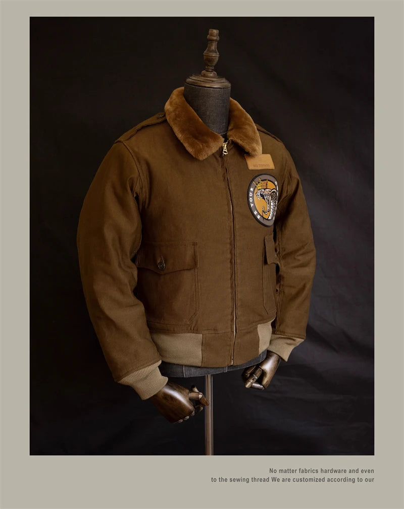 Red Tornado Type B-10 Bomber Flight Jacket With Patches Winter Mens Cropped Coat