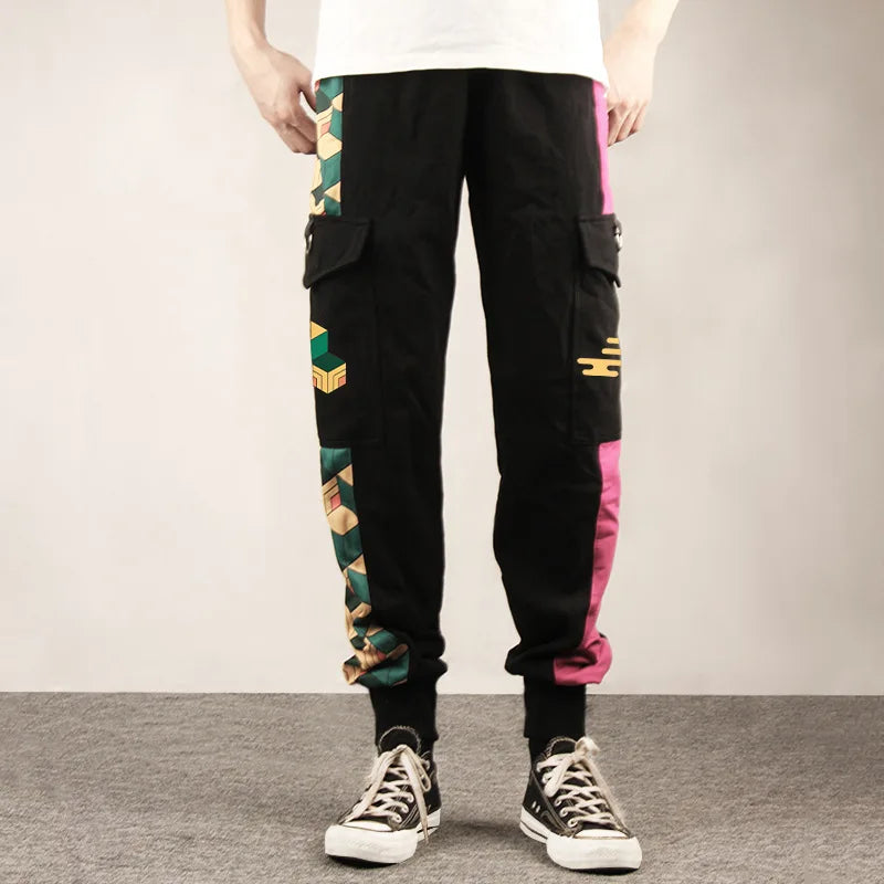 Anime COSPLAY Overalls Kamado Tanjirou Agatsuma Zenitsu Tomioka Giyuu Sweatpants Casual Cargo Pants Fashion Unisex