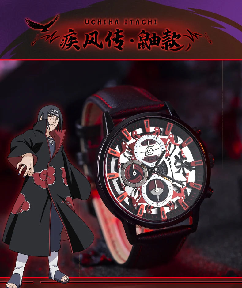 Anime Watch Naruto Uchiha Sasuke Cosplay Men's Travel Matching Waterproof Watch Birthday Gift