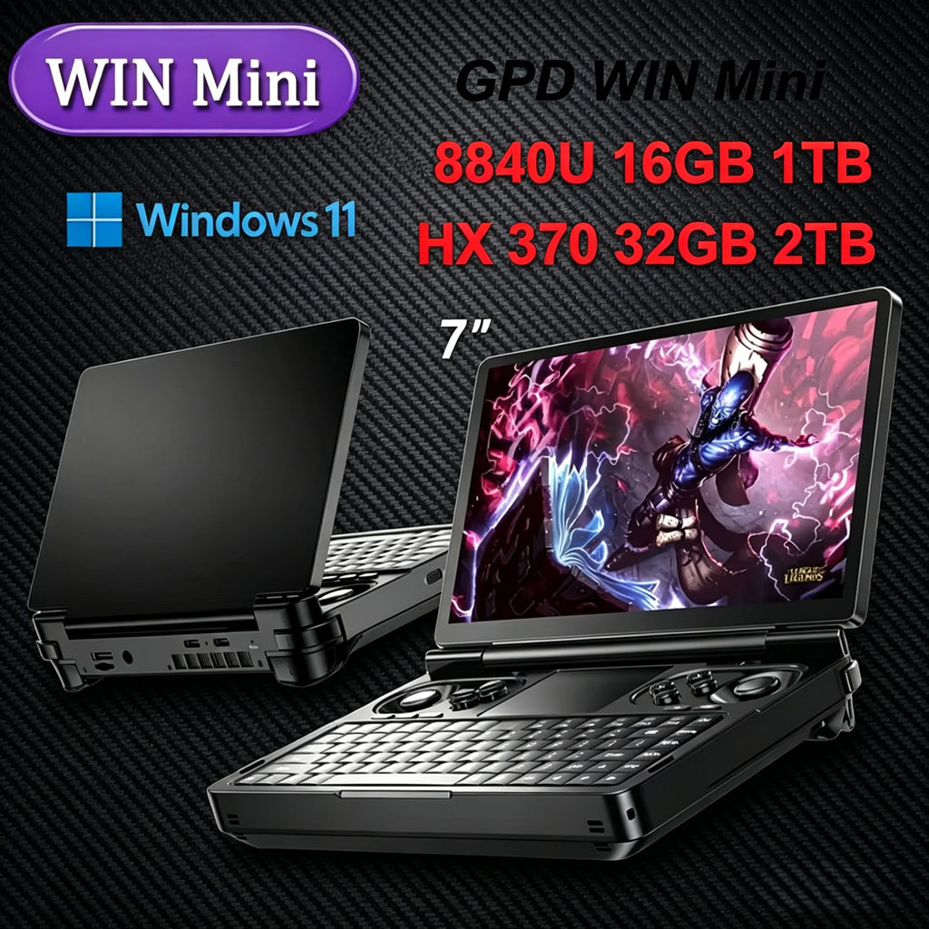 2026 New Arrival GPD WIN Mini AMD AI 9 HX 370 32GB RAM 2TB PCIE4.0 7 Inch Pocket Handheld Game Console Laptop