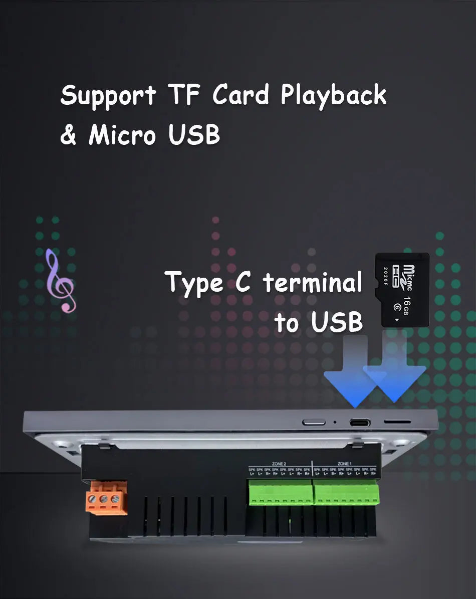 Karaoke WiFi Bluetooth 7 inch Screen Wall Amplifier Android Amp Smart Home Theater Sound System Mini Ceiling Speaker Residential