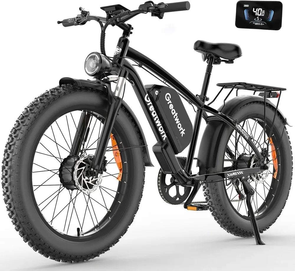 26" Electric Mountain Bike 3000W Peak E-Bike 48V 20AH Bicycle  50KM/H FatTyre