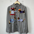 PFHQ Fashion Men's Shirt Cartoon Towel Embroidered Decoration Plaid Design Loose Personality Versatile Male Shirt Tide 21P2205