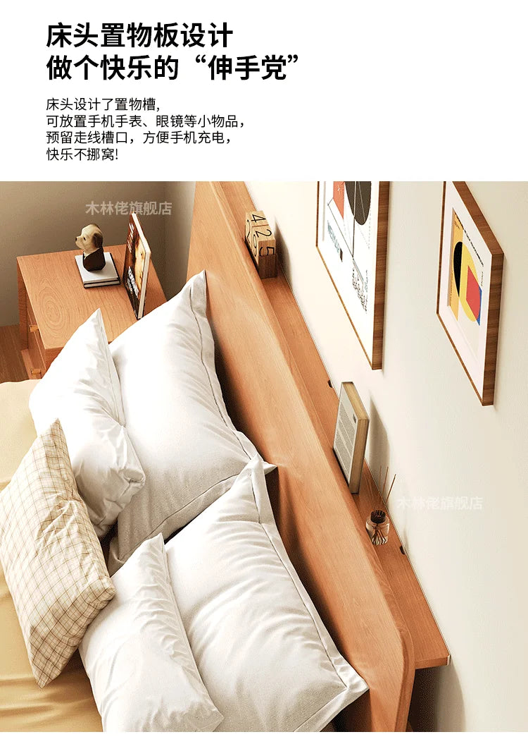 Elegant Modern Bed Frame Simple Wood European Nightstands Queen Bed Frame Twin Full Size Cama Moderno Lujo Home Furniture