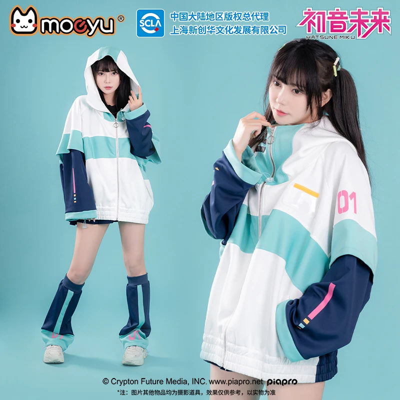 Moeyu Anime Coat for Men Miku Cosplay Windbreaker Jacket Hooded Jackets Women Clothing Costume Casual Outwear Zipper Sportswear