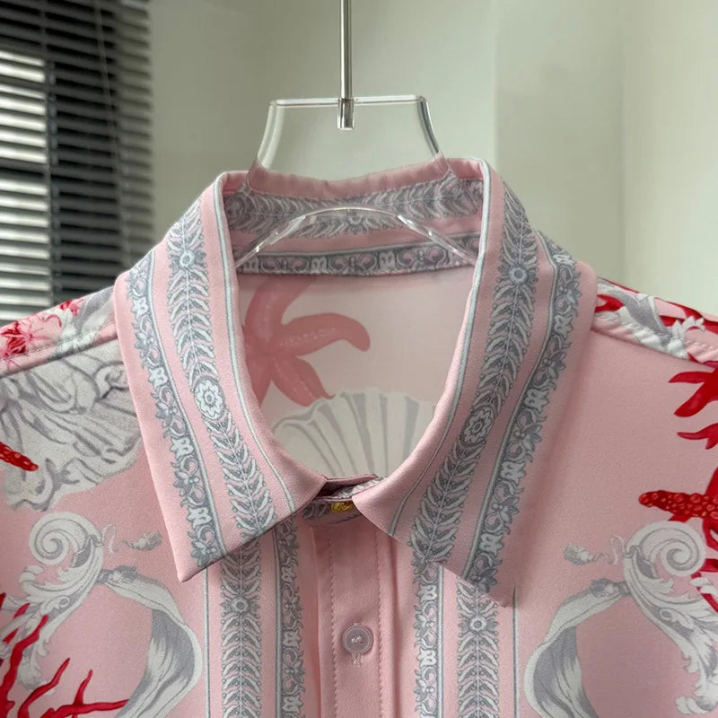 Luxury Royal Shirt Men Autumn Clothes Casual Long Sleeve Digital Printing Manga Longa Prom Party Shirts Roupas De Luxo Masculina