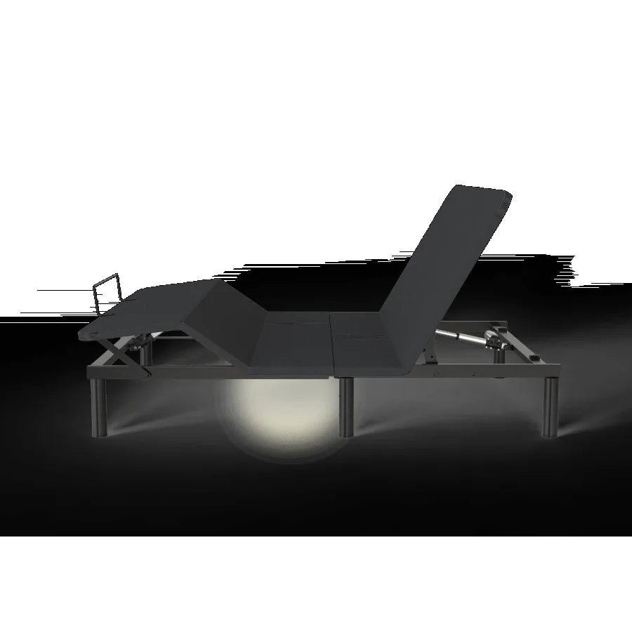 Black dual-motor adjustable electric bed with 9-key remote control Easy Assembly Queen size bed frame