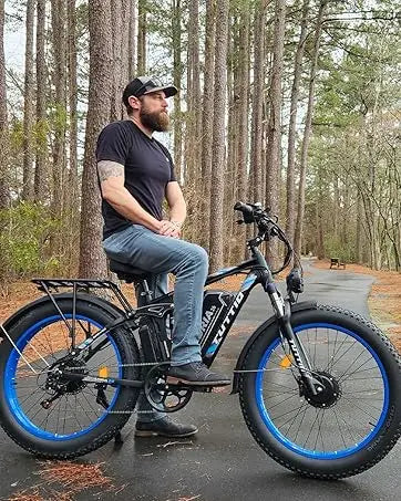 26 Dual Motor Electric Bike for Adults, 5000W Peak 210NM 40-46MPH Fast E-Bike, 52V 25AH Motorcycle, 32-90 Miles, 26
