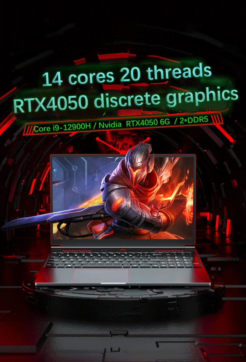 Oushedi Gaming Laptop Computer Intel Core i9-13900H NVIDIA RTX 4050 6G 16 Inch IPS 2*DDR5 MAX 64GB 2*M.2 PCIE SSD WIFI Windows11