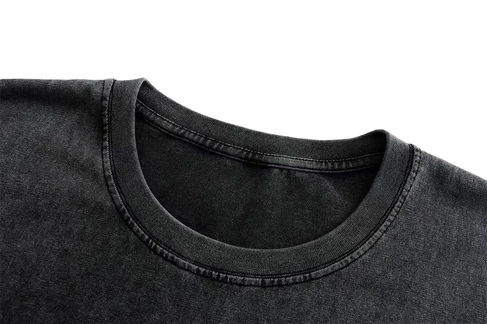 2025 American retro washed old heavy cotton solid color short-sleeved Tshirt summer loose top tide washed T-shirt VLONE Hip Hop