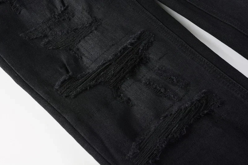 2025 KSUBI Men Personality Multi-style Low Rise Elastic Skinny Denim Pants American Style Ripped Trousers Jeans