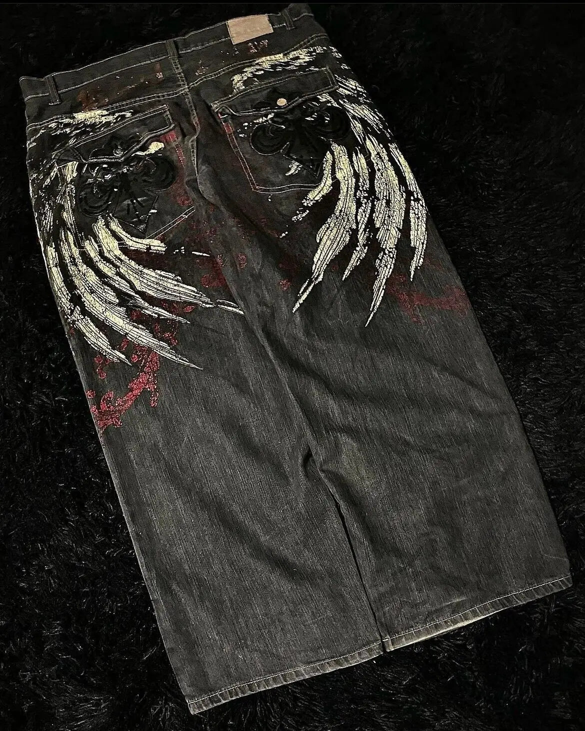 American Retro Horror Blood Hand Halloween Jeans Men's and Women's Y2K New Popular Harajuku Hip-Hop Gothic Loose Street Clothes