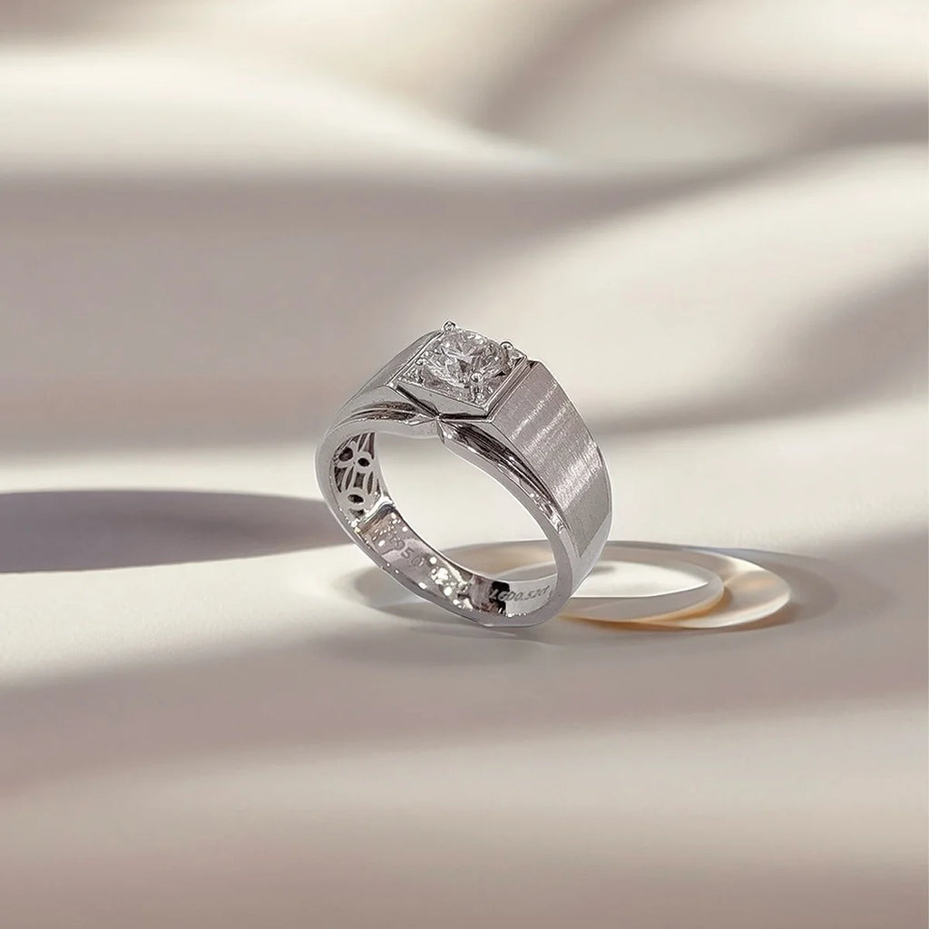 PT950 Platinum Diamond Men Rings IGI 0.5CT D VS2 Simple Wire Drawing Lab Grown Diamond Rings Luxury Gift For Boyfriend