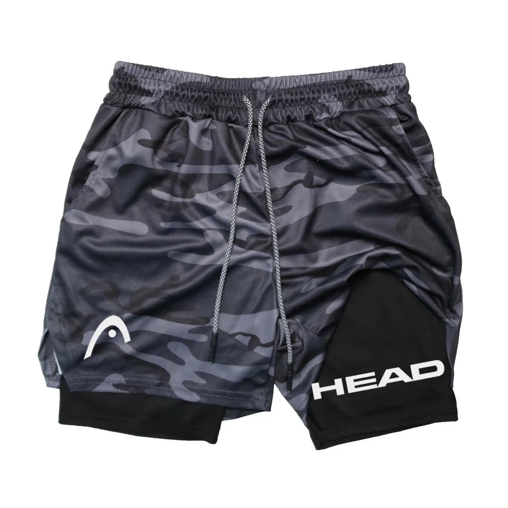 Anime Berserk Head Running Shorts Men Fitness Gym Training 2 in 1 Sports Quick Dry Workout Jogging Double Deck Summer