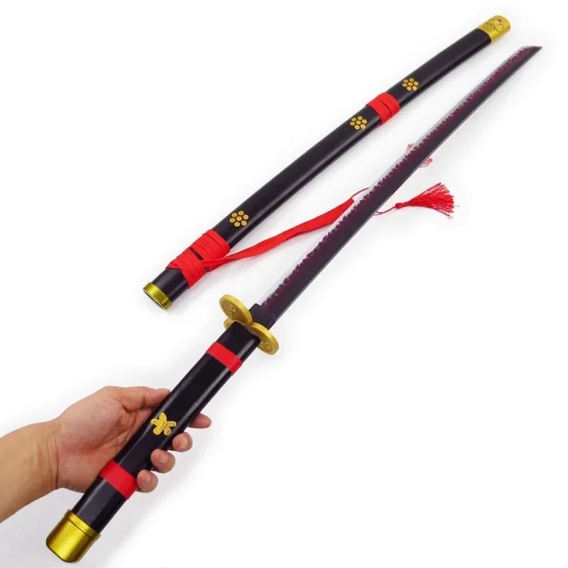104cm Zoro Katana Sandai Kitetsu Sword Wooden Ninja Blade Anime Cosplay Prop Real Size Japanese Katana Samurai Sabre Kid Toy
