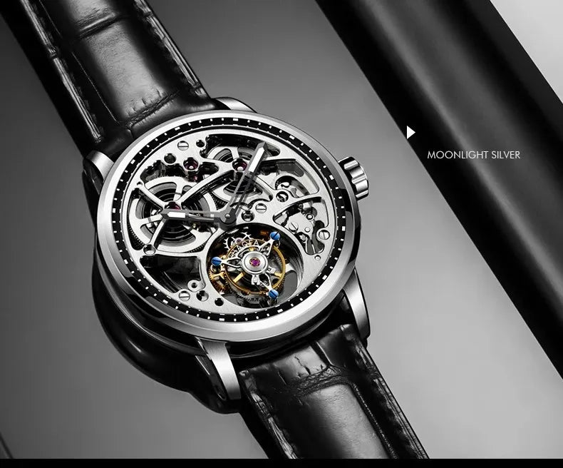 Haofa Skeleton Automatic Tourbillon Movement Men Watches 1931 Sapphire Tourbillon Mechanical Business Luxury Man Watch Hollow