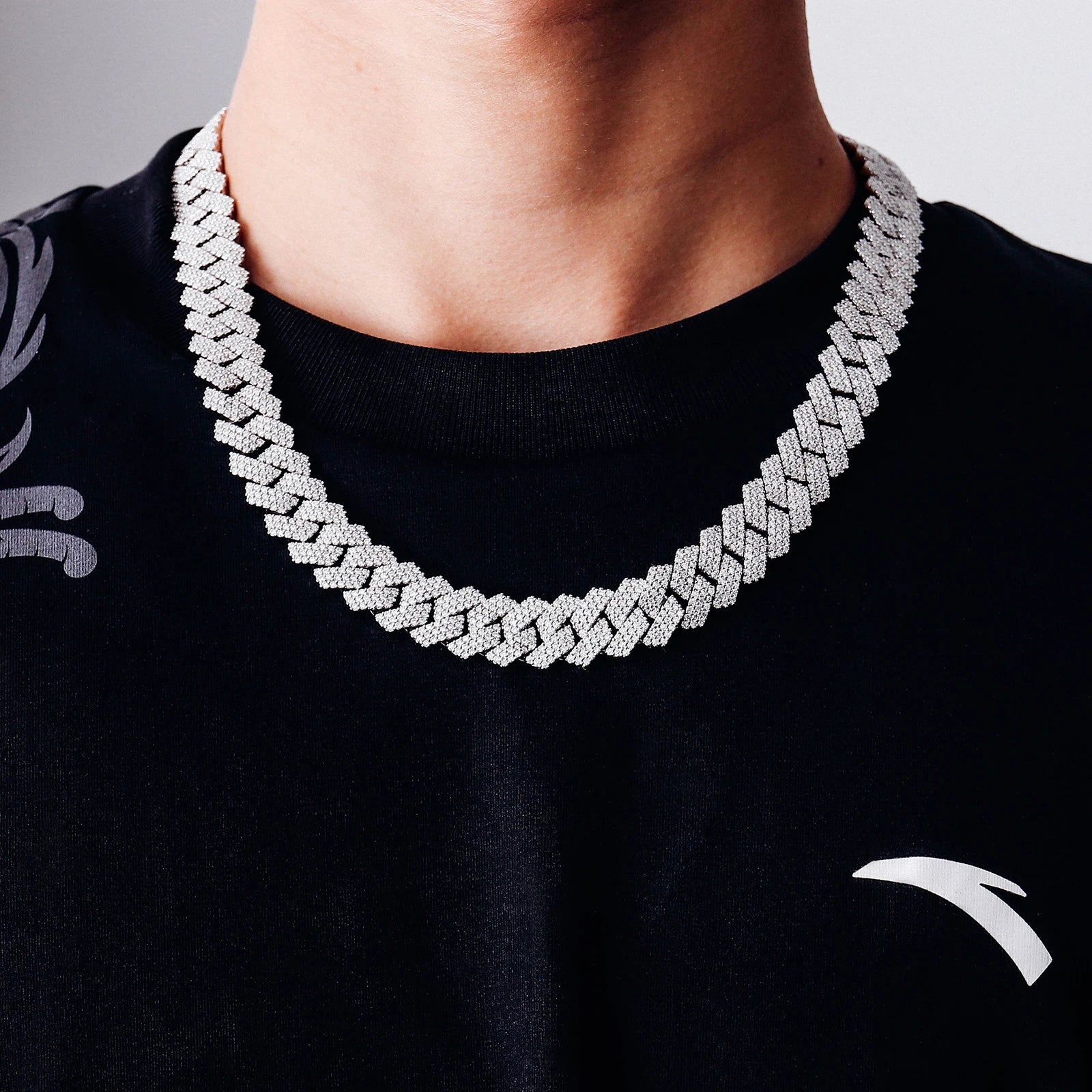 Provence Cuban Chain for Men Moissanite Luxury Link Chain S925 Silver Cuban Necklace for Women 15mm Hip Hop Miami Chokers