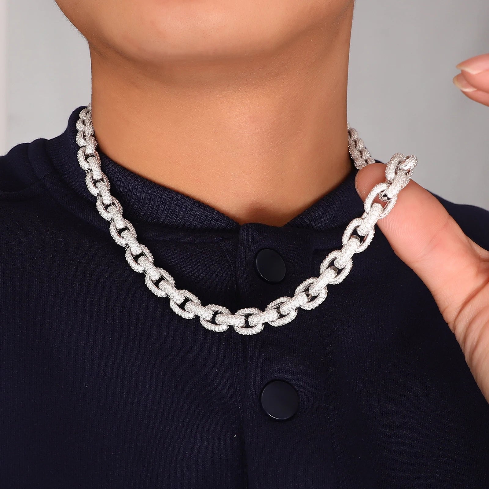 Provence Full Iced Cuban Chain DEF/VS lab diamonds set Silver Chains link Hip Hop Necklace for Men rapper Miami Street Custom