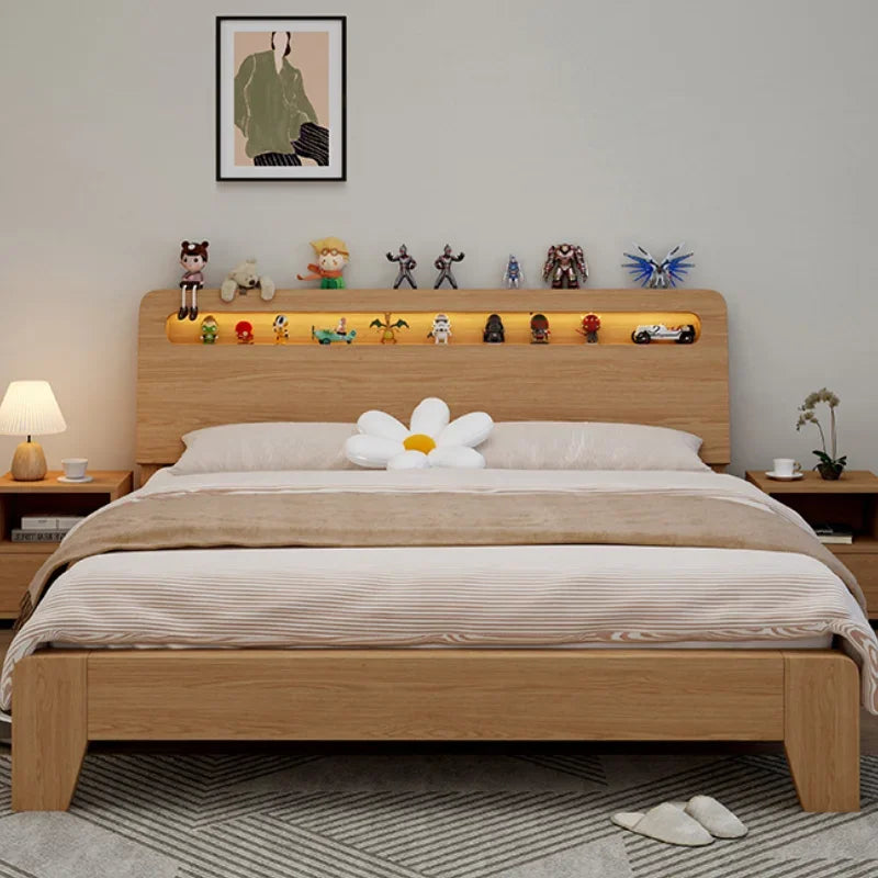 Nordic Luxury Bed Frames Wood High End King Size Low Price Double Bed Frames Headboard Lit Deux Place Furniture For Bedroom