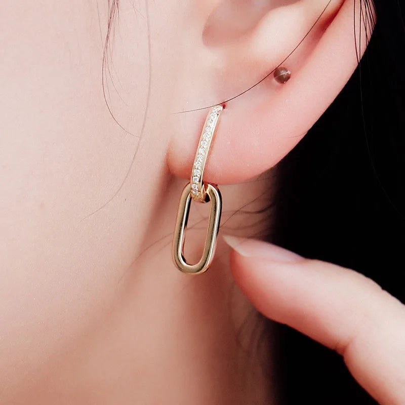 Provence Double Link Oval Hoop Earring 10K Gold DEF/VS Lab Diamonds Luxury Huggie Earrings for Women Men Personalized Custom
