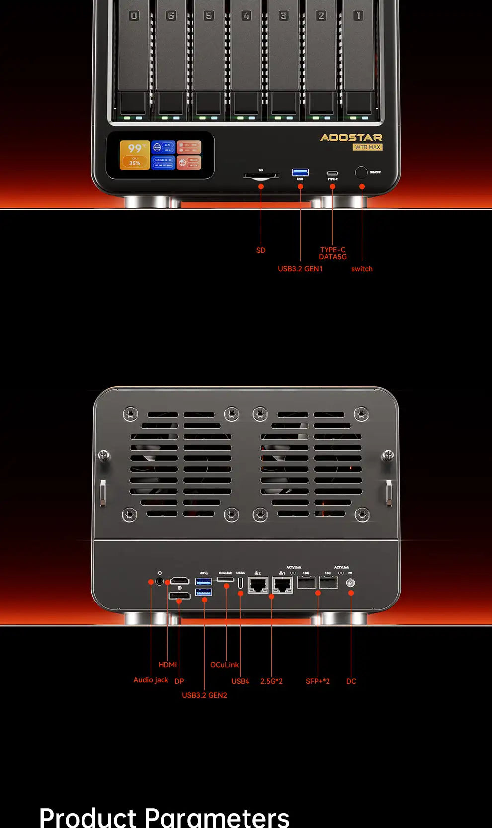 AOOSTAR High‑Performance NAS Mini PC AMD Ryzen 7 PRO 8845HS 11‑Bay HDD+M.2 SSD DDR5 ECC Dual 2.5G LAN USB4 OCuLink