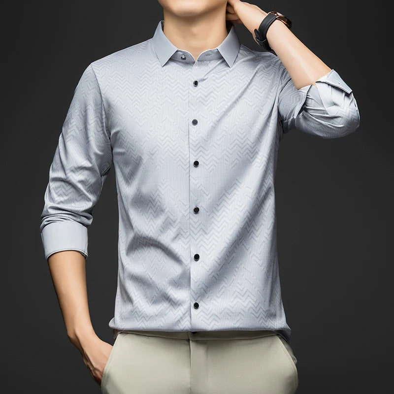 BROWON Men Shirt Long Sleeve Autumn 2025 New Solid Color Casual Luxury Shirt  Man Business Office Slim Shirts for Men Clothes