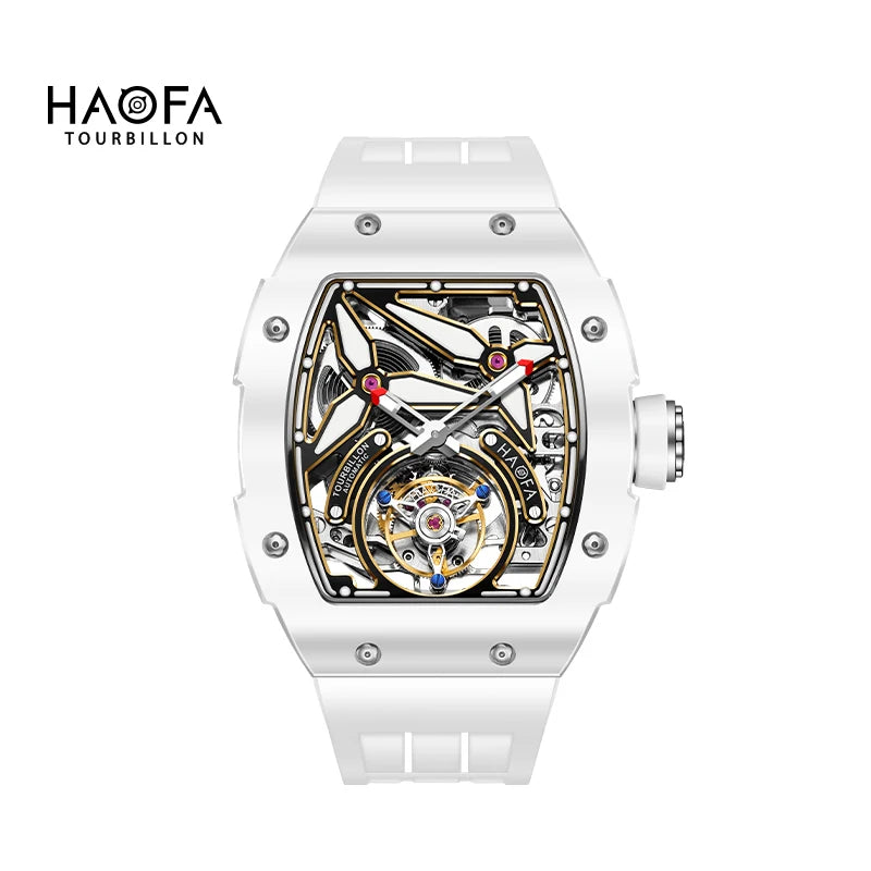 Haofa Automatic Flying Tourbillon Men's Luxury Watch Ceramic Case Skeleton Mechanical Sapphire Man Watch Business 1901-2