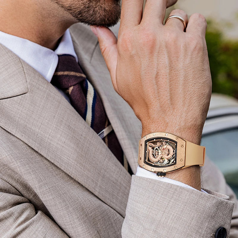 Bonest Gatti New Dragon Wrist Watch New Stainless Steel Case Luxury Fashion Business Watches for Men