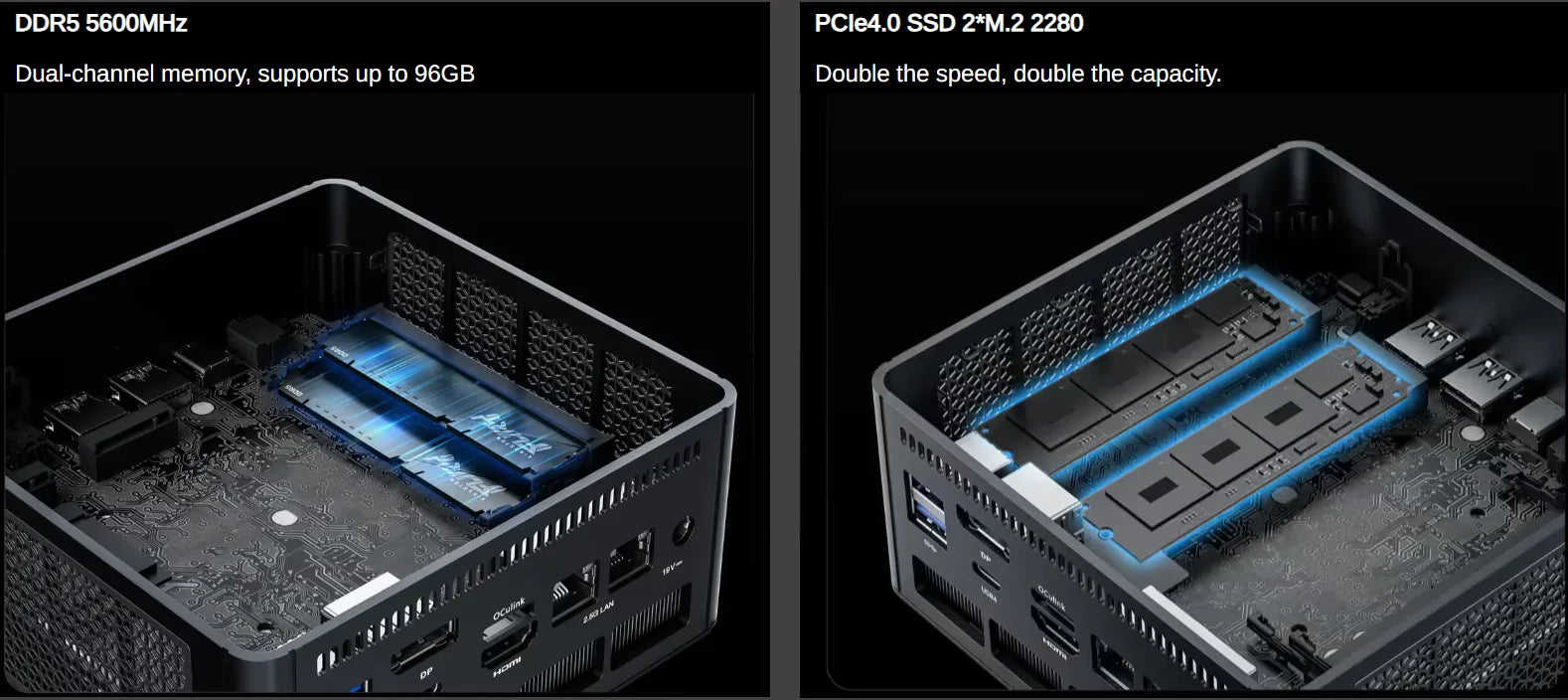 MINISFORUM UM890 UM880  UM790 Pro XTX Gaming PC Ryzen 9 7940HS 8945HS 2*DDR5 5600MHz 2*PCIE WiFi6 Win11 Desktop Computer Mini PC