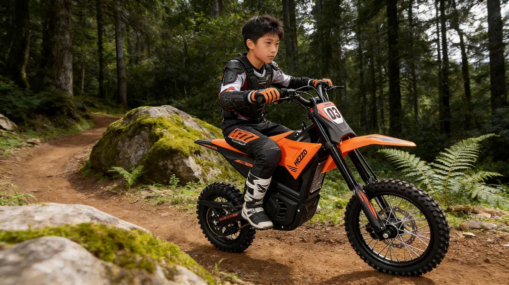 HEZZO D3 60V 3500W Electric Dirt Bike For Teens - 50MPH With Hydraulic Brake Vibrant Orange High Performance Motocross E-Bike