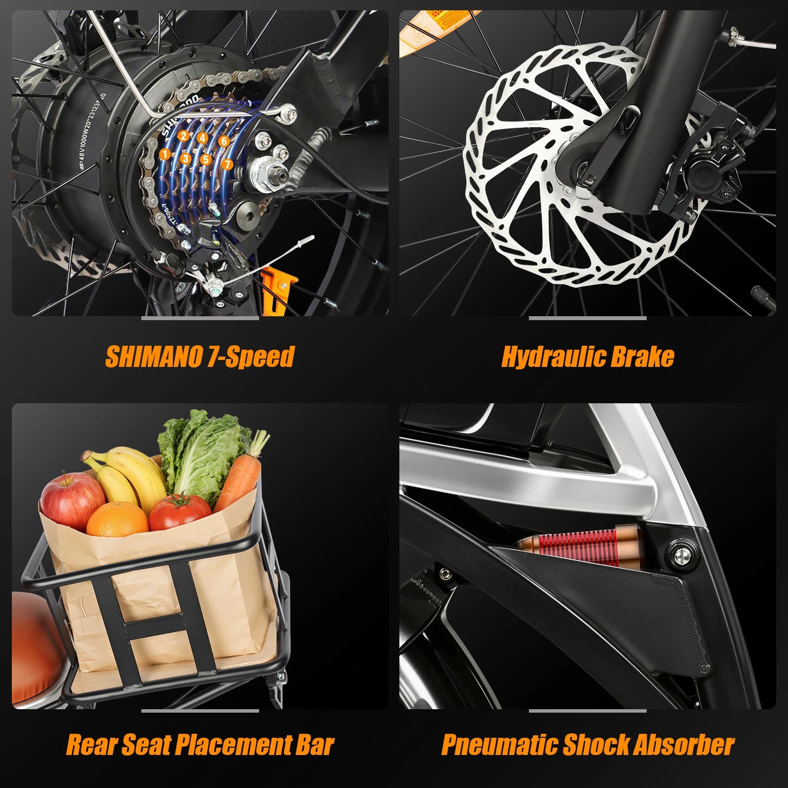 2000W All-terrain Electric Bike, 48V30AH Electric Mountain Bike, 35MPH,106 Miles Per Hour, 20''x4'' E-Bike, Load-bearing 400lbs