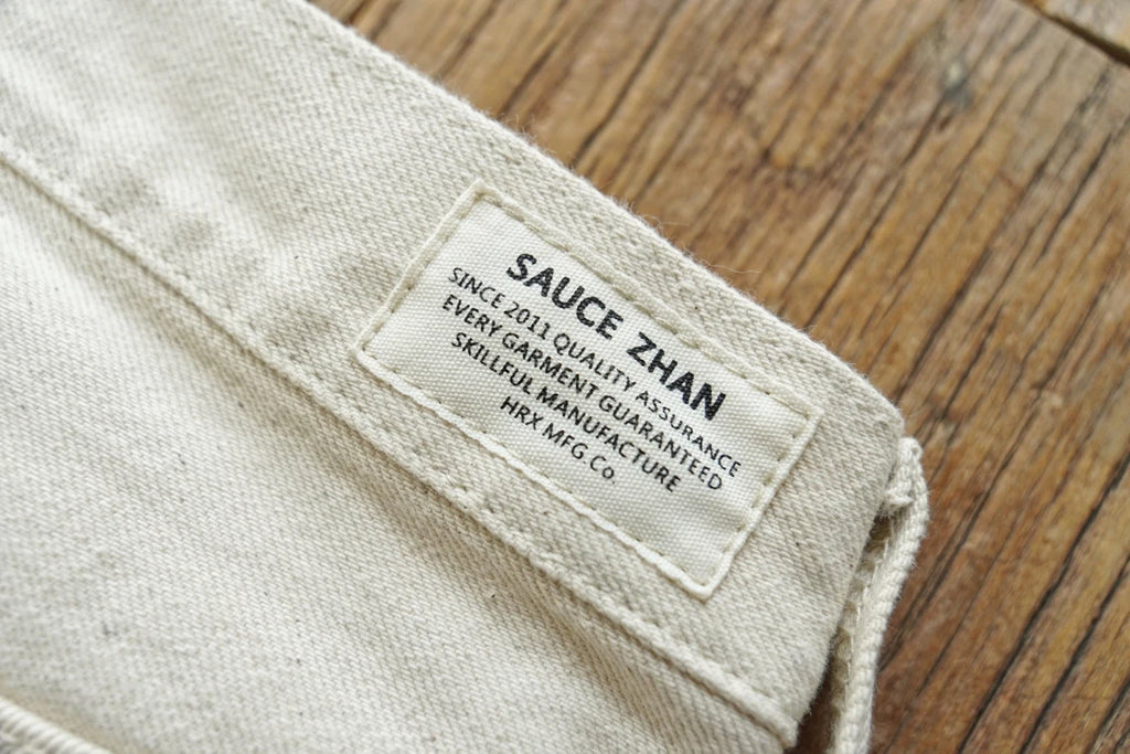 Sauce Zhan Mens Jeans Selvedge Denim White Jeans Regular Fit hight rise  14 Oz One Wash