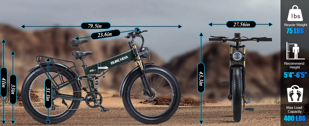 New 26" Electric Foldable Bike 1000W E-Bike 48V 40AH Bicycle  28mph Fat Tyre