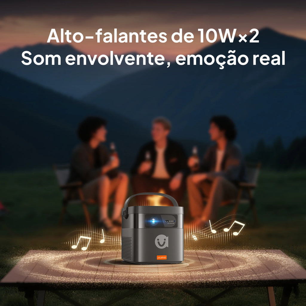 VEVSHAO V50 400ANSI DLP Projector Airplay Miracast 15000mAh Battery Android 9.0 TOF Focus 3D Portable Outdoor Movie Projector