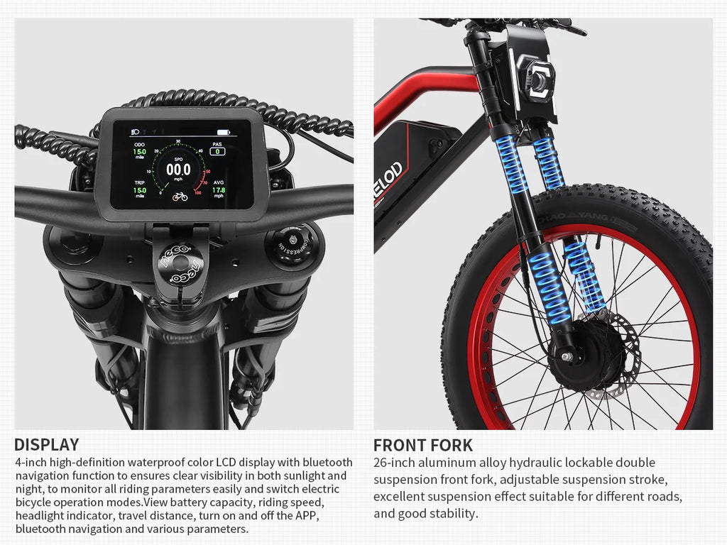 MEELOD XT600DL  Adult E-bike 26-inch Fat Tire E-Mountain bike 1000W*2 motor  52V25Ah battery commute Electric Bike