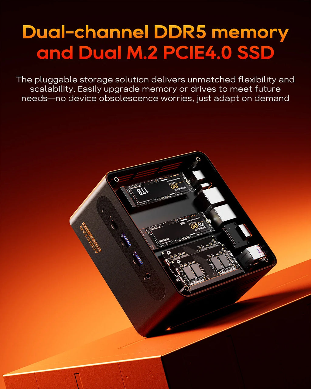 Mini Pc Aoostar  G-FLIP AMD Ryzen AI9-HX370 Desktop 5 inch" Flip Screen USB4 OCuLink Wi-Fi7 Desktop Computer Mini Pc for Windows