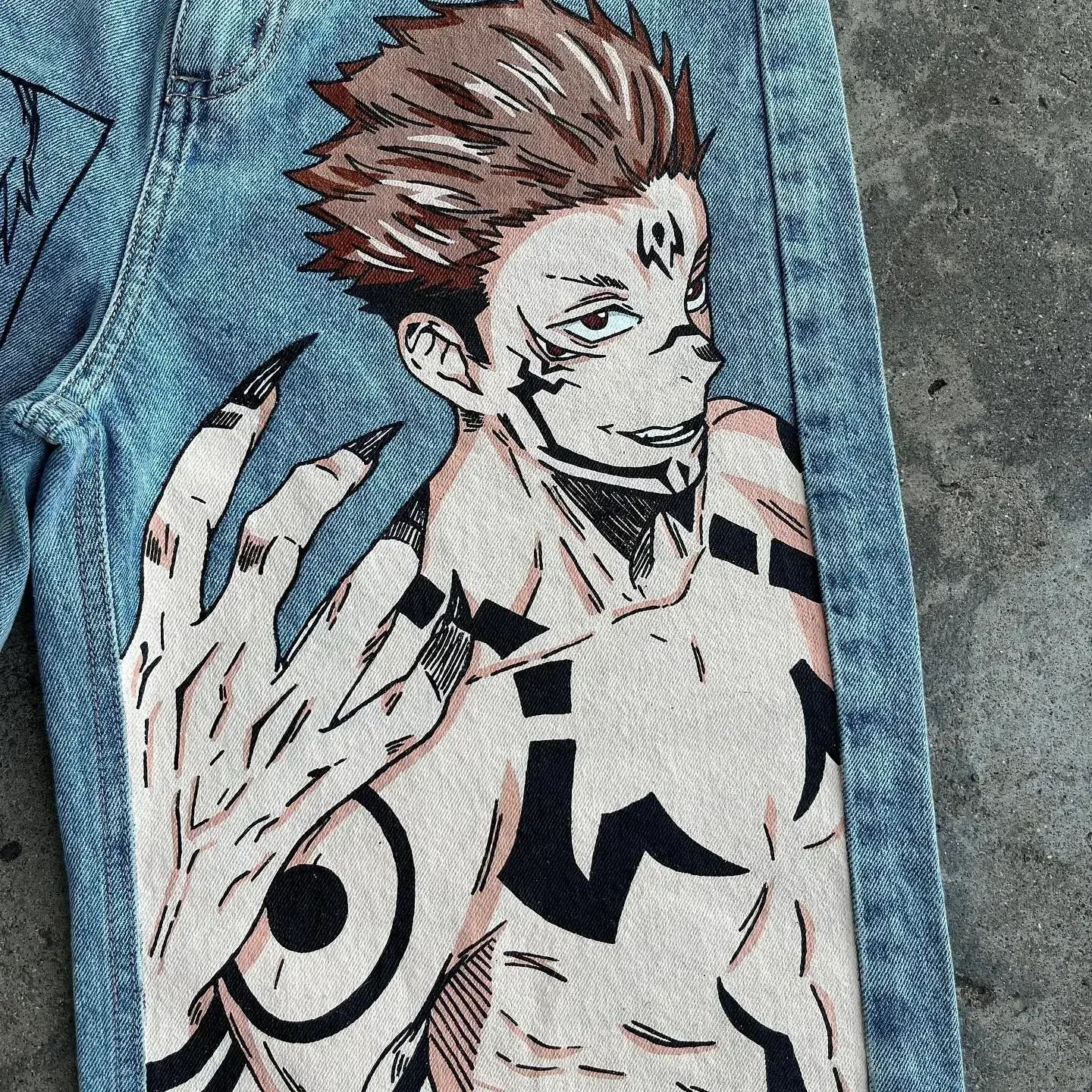 Harajuku high street y2k baggy jeans vintage wide leg denim pants popular anime jeans streetwear couples trouser men clothing
